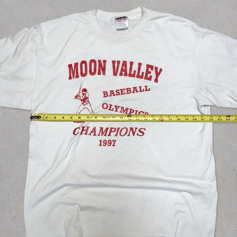 Vintage 90s ONEITA Moon Valley Baseball T Shirt - Men's XL - White - Picture 6 of 8